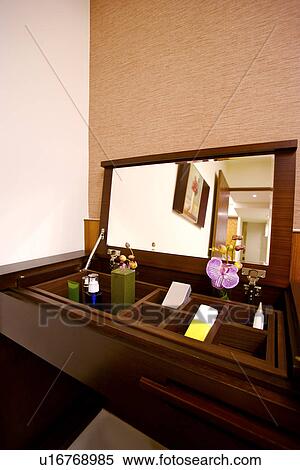 Dressing table with cosmetics View Large Photo Image Stock Photography - Dressing table with cosmetics. Fotosearch