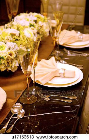 Place setting on table View Large Photo Image Stock Image - Place setting on table. Fotosearch