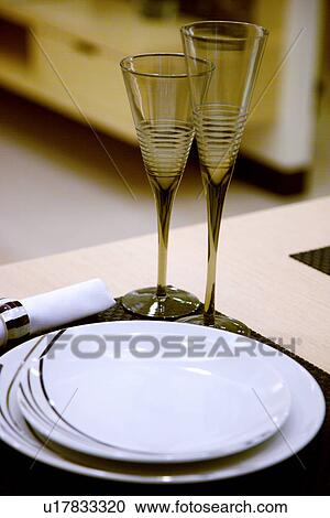 Stock Image - Place setting on table. Fotosearch