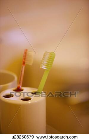 Toothbrushes and Holder View Large Photo Image Stock Photo - Toothbrushes and Holder. Fotosearch