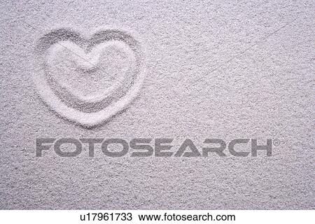 Heart shape drawn in white sand, close-up View Large Photo Image Stock Image - Heart shape drawn in white sand, close-up. Fotosearch