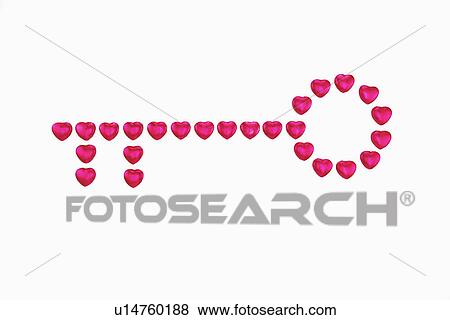 Stock Photo - Heart-shaped objects in key shape. Fotosearch