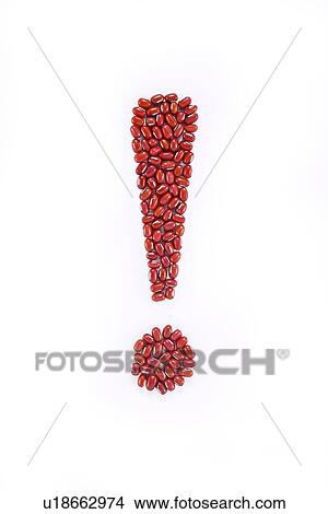 Red beans in shape of exclamation point View Large Photo Image Picture - Red beans in shape of exclamation point. Fotosearch