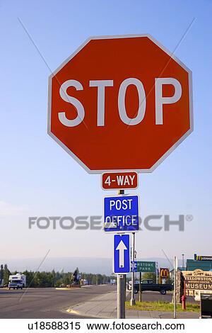Stock Photography - Stop sign on road. Fotosearch