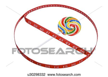 Stock Image - Tape measure and lollipop. Fotosearch