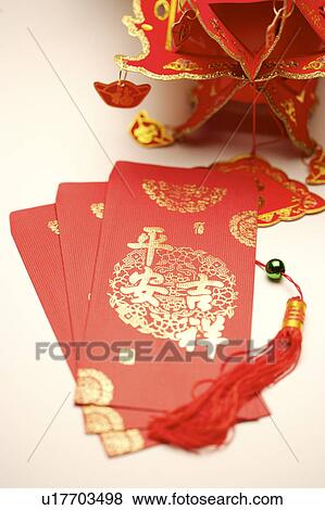 Stock Photo - Red envelopes and part of chinese lantern. Fotosearch
