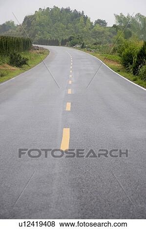 China, Mt. Huangshan, Empty road View Large Photo Image Stock Photo - China, Mt. Huangshan, Empty road. Fotosearch