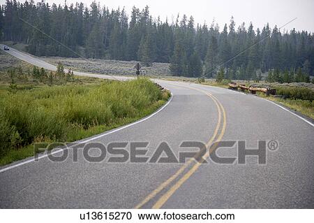 Stock Image - China, Mt. Huangshan, Road in non-urban setting. Fotosearch