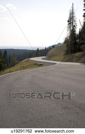 USA, Yellowstone National Park, Winding road View Large Photo Image Stock Image - USA, Yellowstone National Park, Winding road. Fotosearch