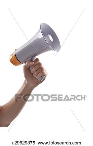 Stock Photography - Hand holding Megaphone. Fotosearch