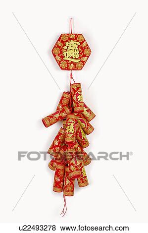 Stock Photo - Close-up of a Chinese decoration of firecrackers. Fotosearch