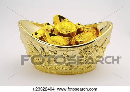 Picture - Close-up of gold ingot. Fotosearch