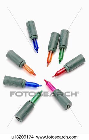 Picture - Close-up of several Christmas lights. Fotosearch