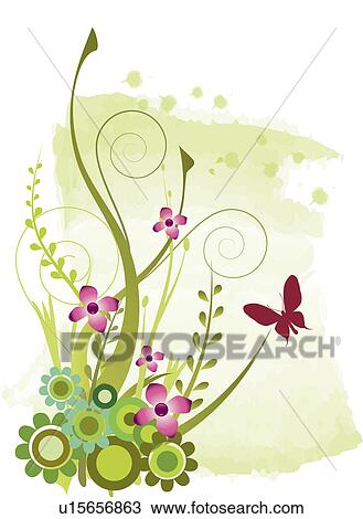 イラストと絵 の A 蝶 で 花 ストックイメージ U Fotosearch