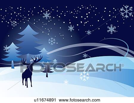 Illustration and painting of a deer standing alone on snow View Large Photo Image Stock Image - Illustration and painting of a deer standing alone on snow. Fotosearch