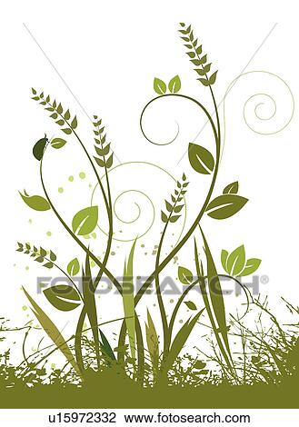 Stock Image - Illustration and painting of a ladybug on green leaves. Fotosearch