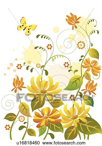 Illustration and painting of a butterfly with beautiful flowers View Large Photo Image Stock Image - Illustration and painting of a butterfly with beautiful flowers. Fotosearch