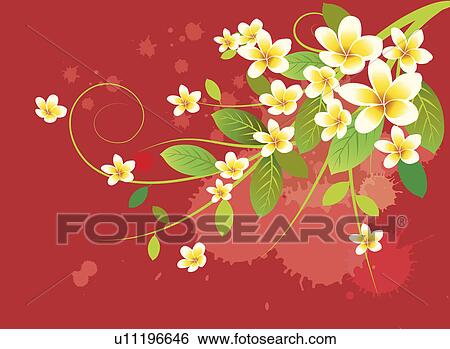 Stock Photograph - Illustration and painting of floral patterns with red background. Fotosearch