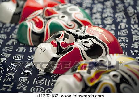 Close-up of masks of Chinese style in a row View Large Photo Image Stock Image - Close-up of masks of Chinese style in a row. Fotosearch