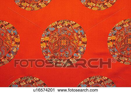 Stock Image - Close-up of textile with lucky pattern of Chinese style. Fotosearch