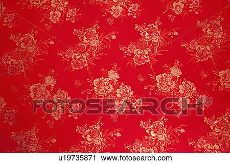 Stock Image - Close-up of textile with lucky pattern of Chinese style. Fotosearch