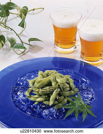Stock Image - Beer, Green Soybeans. Fotosearch