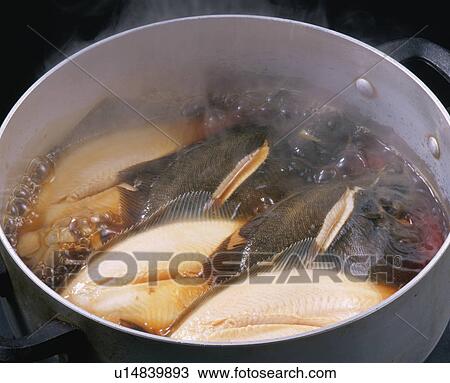 Stock Image - Boiled Flounder With Soy Sauce. Fotosearch