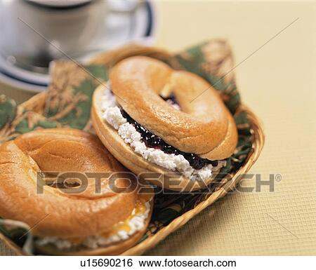 Breakfast, Bagel Sand Cottage Cheese, View Large Photo Image Stock Photograph - Breakfast, Bagel Sand Cottage Cheese,. Fotosearch