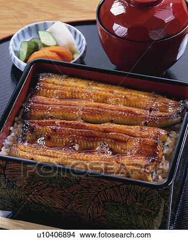Picture - Broiled Eels On Rice. Fotosearch