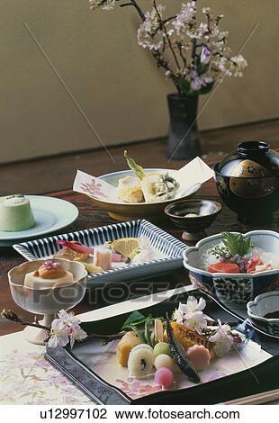 Stock Image - Cherry-Blossom-Viewing Cuisine, Japanese Food. Fotosearch