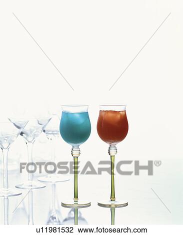 Stock Image - Cocktail, Chinese Blue / Campari Orange,. Fotosearch