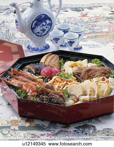 Stock Photography - Dishes For The New Year Of The Chinese Style. Fotosearch