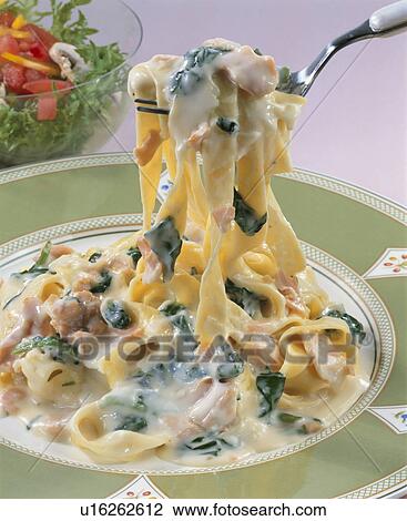 Fettuccine With Salmon Cream View Large Photo Image Stock Image - Fettuccine With Salmon Cream. Fotosearch