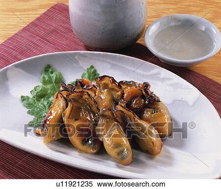 Stock Photography - Oyster Grilled With Miso. Fotosearch