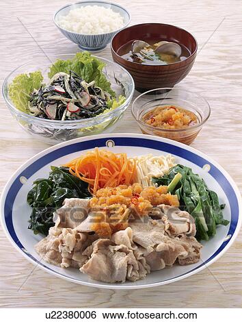 Pork And Vegetables With Radish Sauce View Large Photo Image Stock Photograph - Pork And Vegetables With Radish Sauce. Fotosearch