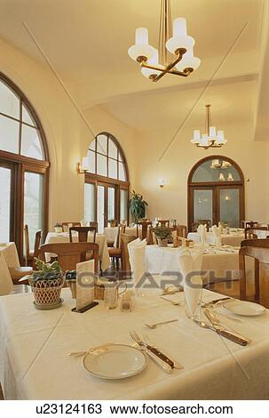 Stock Image - Restaurant Table Setting. Fotosearch