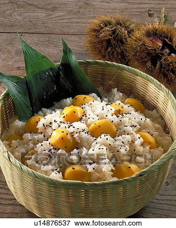 Stock Photo - Rice Boiled Together With Chestnuts. Fotosearch