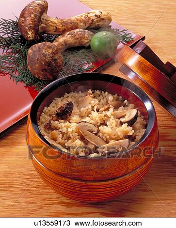 Stock Image - Rice With Matsutake. Fotosearch
