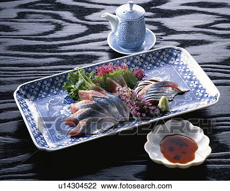 Stock Image - Sashimi Of Pacific Saury, Marinated Mackerel. Fotosearch