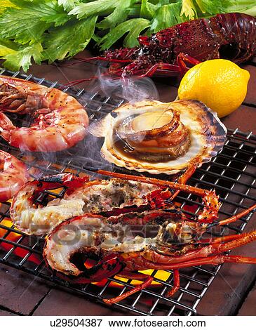 Sea Food Barbecue View Large Photo Image Stock Photo - Sea Food Barbecue. Fotosearch