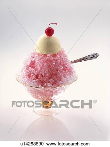 Stock Image - Shaved Ice With Syrup On The Top. Fotosearch