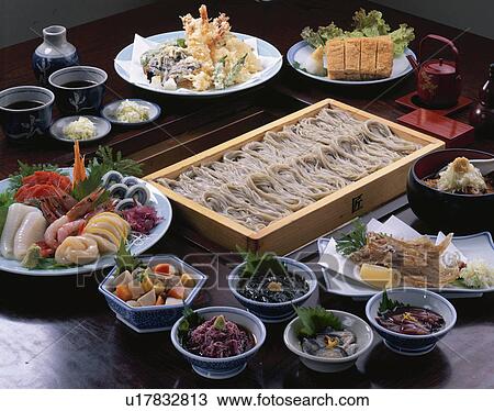 Stock Image - Soba Noodles, Noodles, Container. Fotosearch