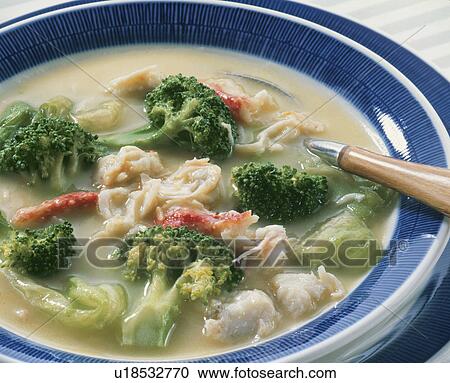 Soup Of Crab And Broccoli View Large Photo Image Stock Image - Soup Of Crab And Broccoli. Fotosearch