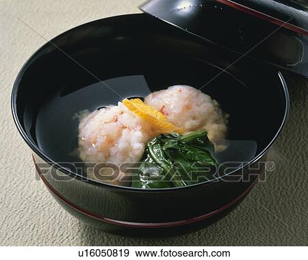 Stock Photo - Soup Of Shrimp And Yam Dumplings. Fotosearch