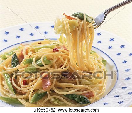 Stock Image - Spaghetti Of Asparagus And Cabbage. Fotosearch