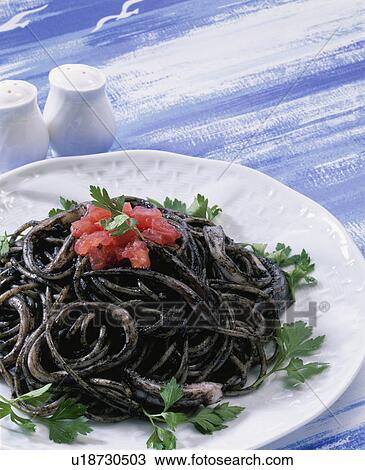 Spaghetti Of Squid Ink View Large Photo Image Stock Image - Spaghetti Of Squid Ink. Fotosearch