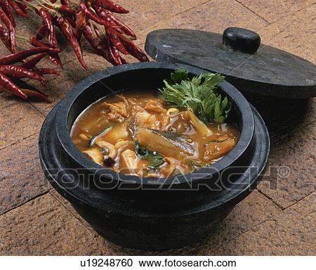 Stock Image - Spicy Korean-Style Stew Pan. Fotosearch