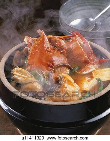 Stock Photo - Spicy Korean-Style Stew Pan. Fotosearch