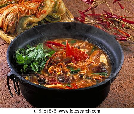 Stock Photograph - Spicy Korean-Style Stew Pan. Fotosearch