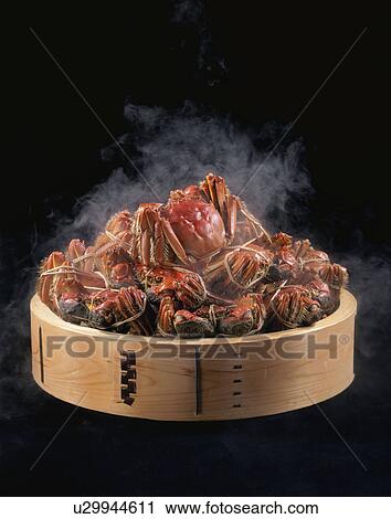 Stock Image - Steamed Shanghainese Mitten Crab.. Fotosearch